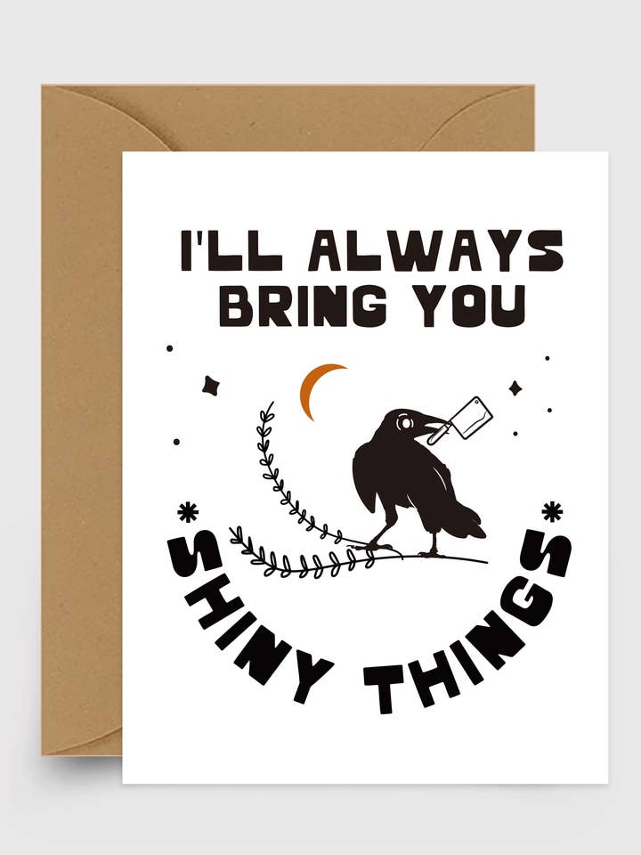 Shiny Things - Crow - Card  for wholesale by After Hours Creative