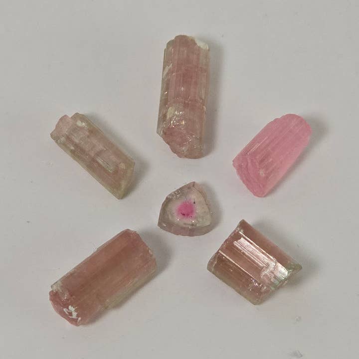 Turmalina Melancia 6 peças ~ Exemplares de Minerais ~ Cristais por atacado de Aquamarine Daydream Wholesale