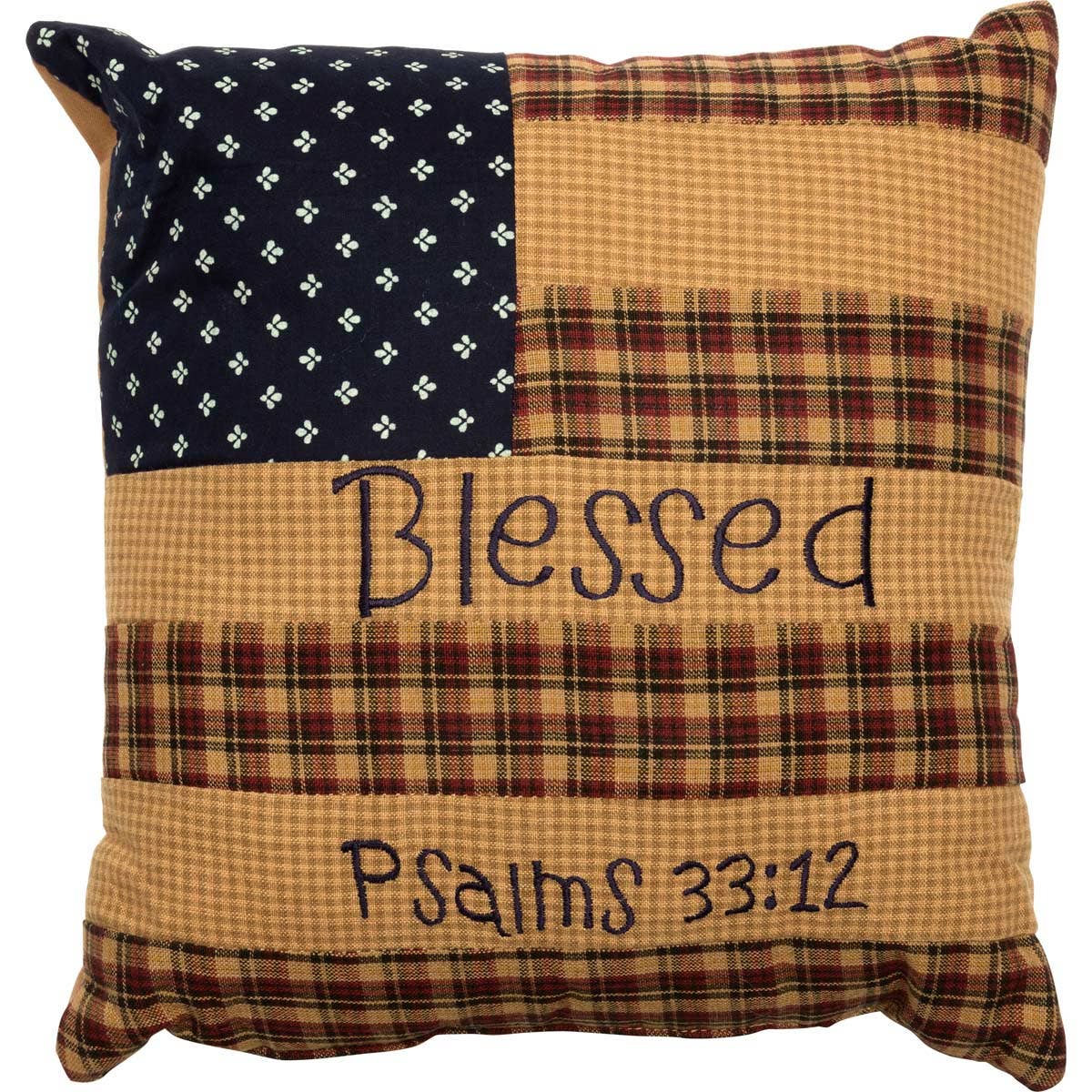 VHC Brands - Wholesale Throw/Decorative Pillow - Patriotic Patch Pillow Blessed 10x101
