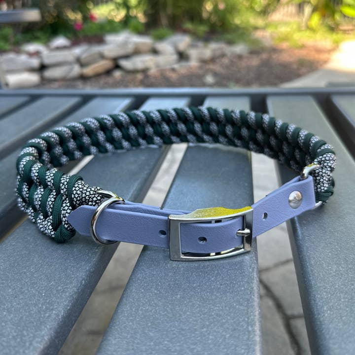 The Josephine Handmade Dog Collar in Hunter & Silver Diamond for wholesale by Pawsh Pup Co.