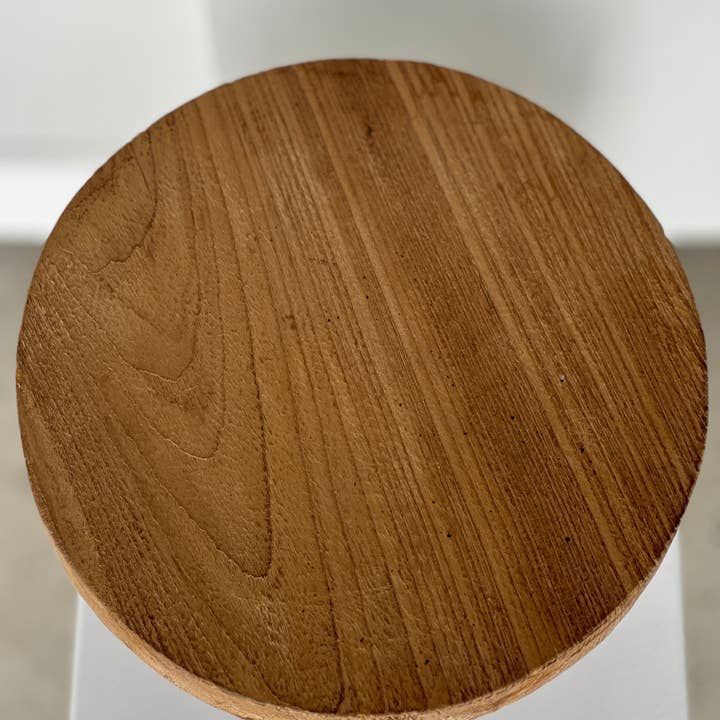 Office Objets - Wholesale Stool - Small low three-legged stool in upcycled blond teak D:30 H:15104