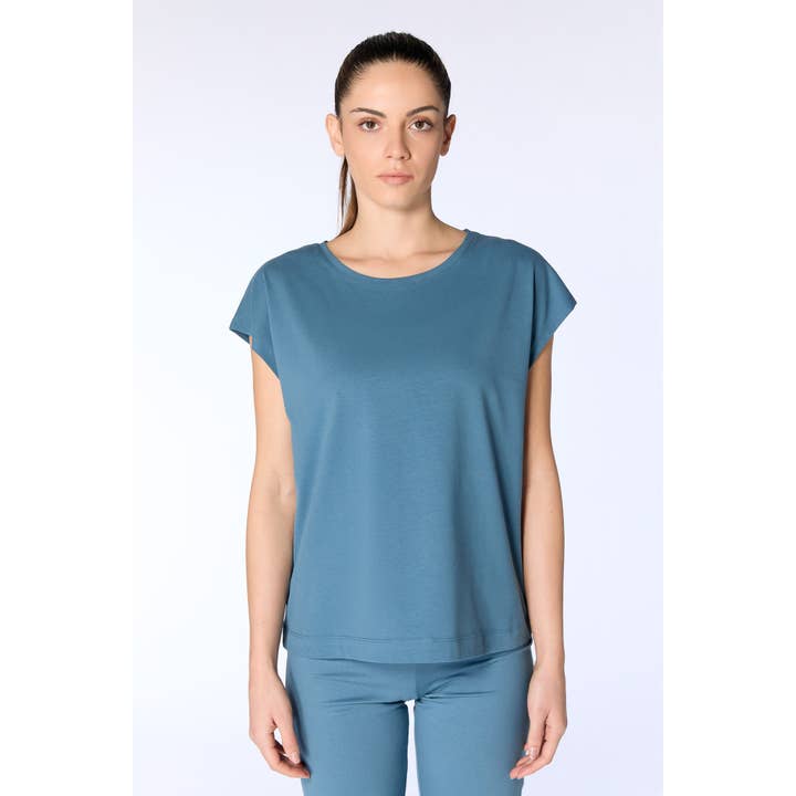 4416-123 | Chemise oversize femme - gris alpin pour la vente par Leela Cotton