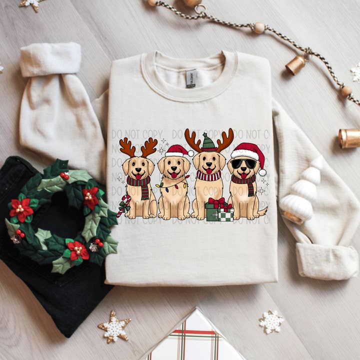 Christmas Dogs DTF Transfer for wholesale by K and M Designs