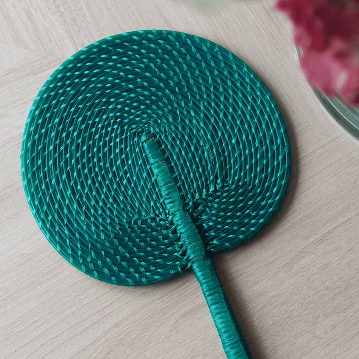 La Basketry – wholesale Beach accessories – Handwoven Fan - Green