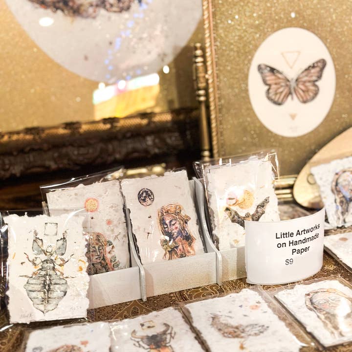 Alexa K - Vendita all'ingrosso Stampa artistica - Piccolo teschio di coyote stampato su carta fatta a mano/ACEO1