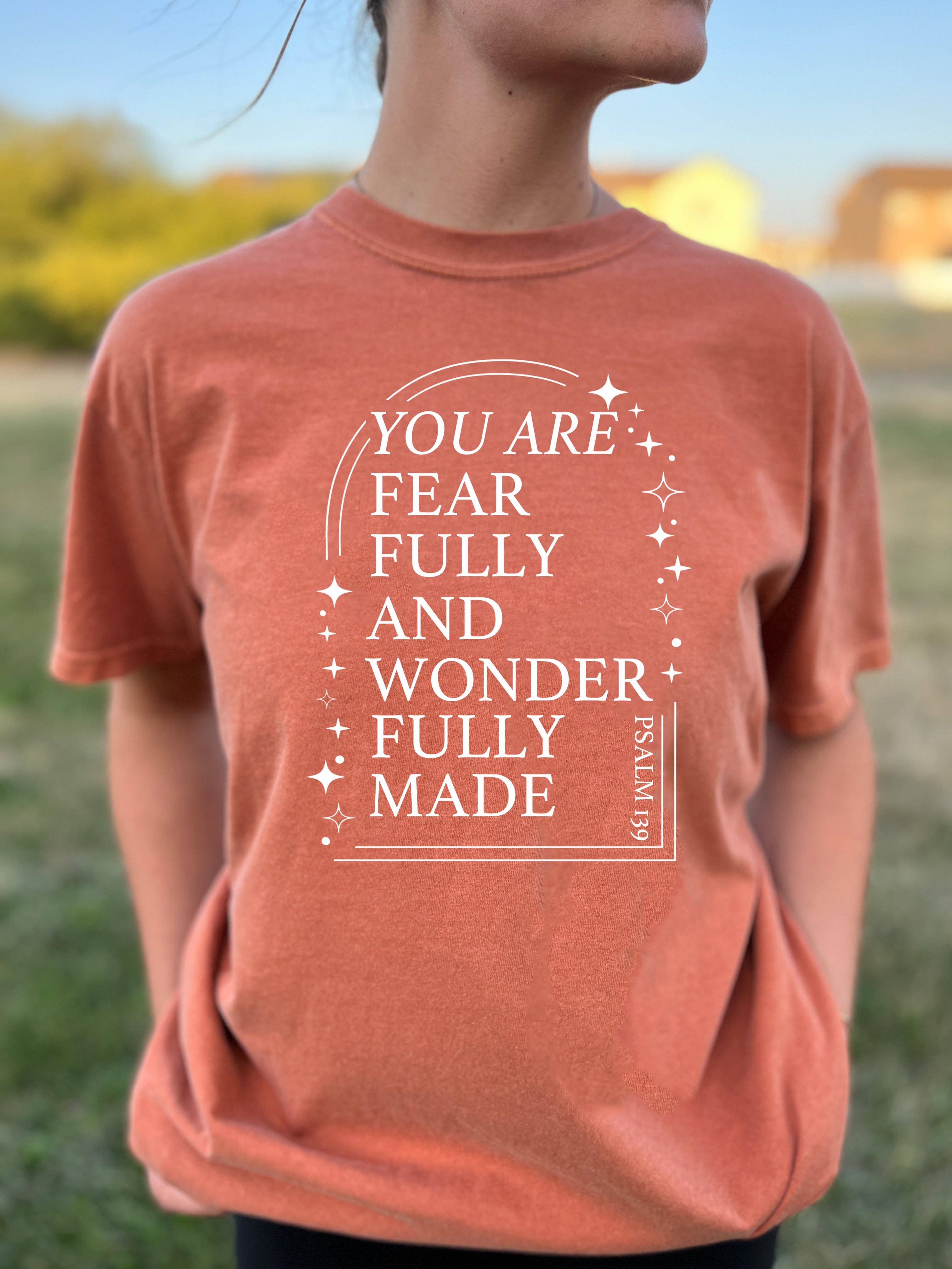 Dwell Apparel - Wholesale Screen Printed T-Shirt - Women's - YOU ARE FEARFULLY AND WONDERFULLY MADE UNISEX TEE2