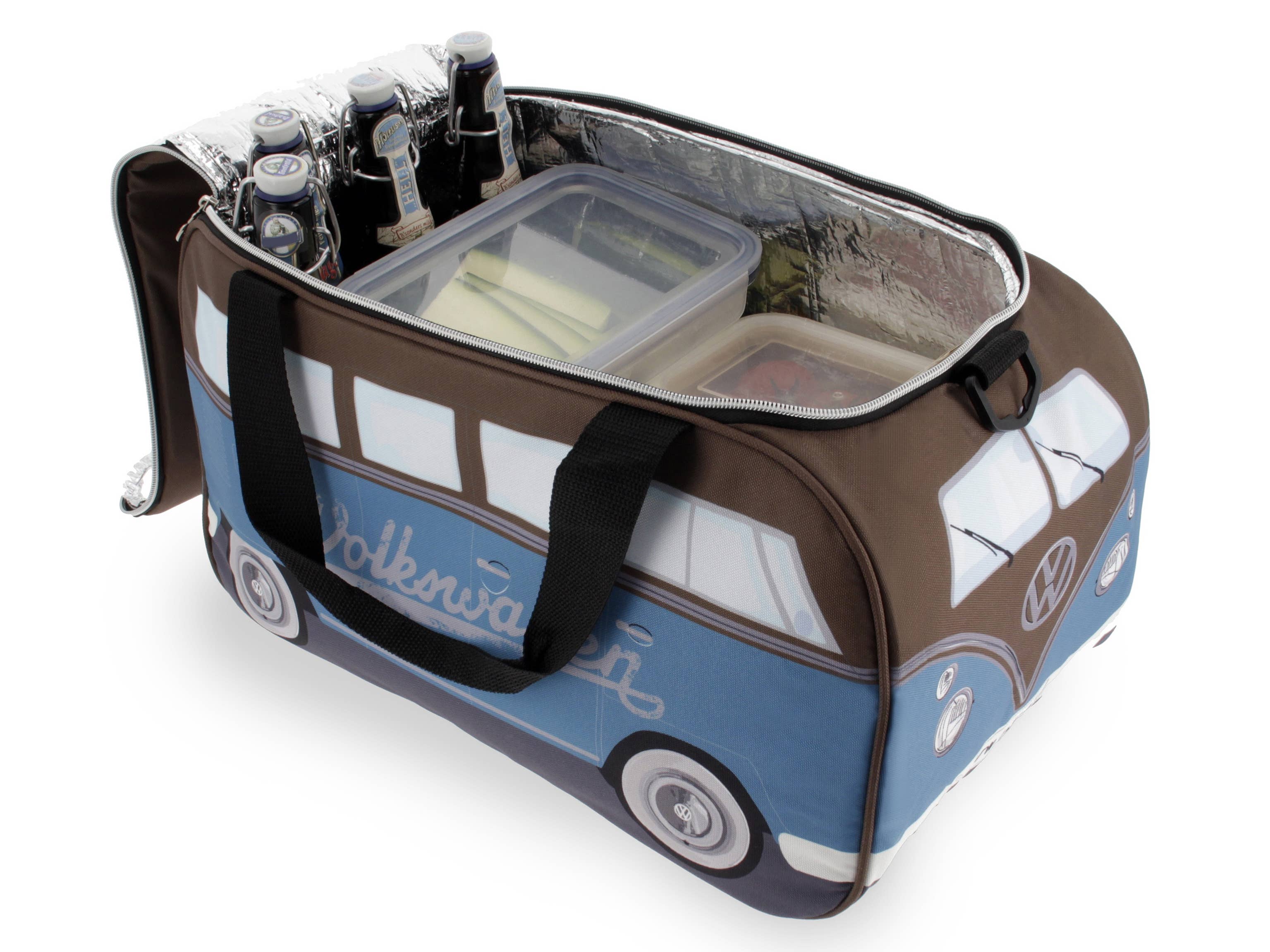 VW Collection by BRISA - Vente Glacière/sac isotherme - Sac isotherme léger VW T1 Bus de 25 l – Bleu pétrole/BN3