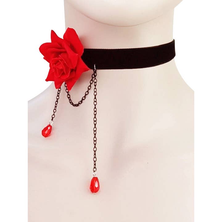 Collar de encaje con rosas rojas para venta al por mayor de Tourtiwi