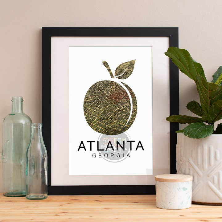 Atlanta tryck, Atlanta Skyline, Atlanta konst, Atlanta affisch, Atlanta akvarell, Atlanta konsttryck, Atlanta karta, Atlanta Wall Art, Georgia MapSymbol7 för wholesale av DreamMachine Prints