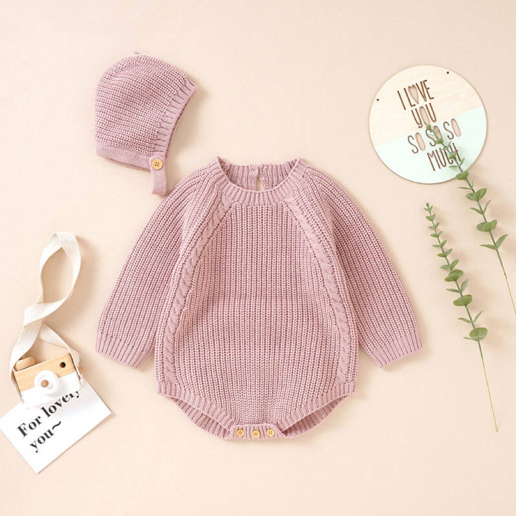 MyKids-USA® - Wholesale Bodysuit (Non-Footed) - Baby - Baby Solid Color Long Sleeve Knitted Woolen bodysuit0