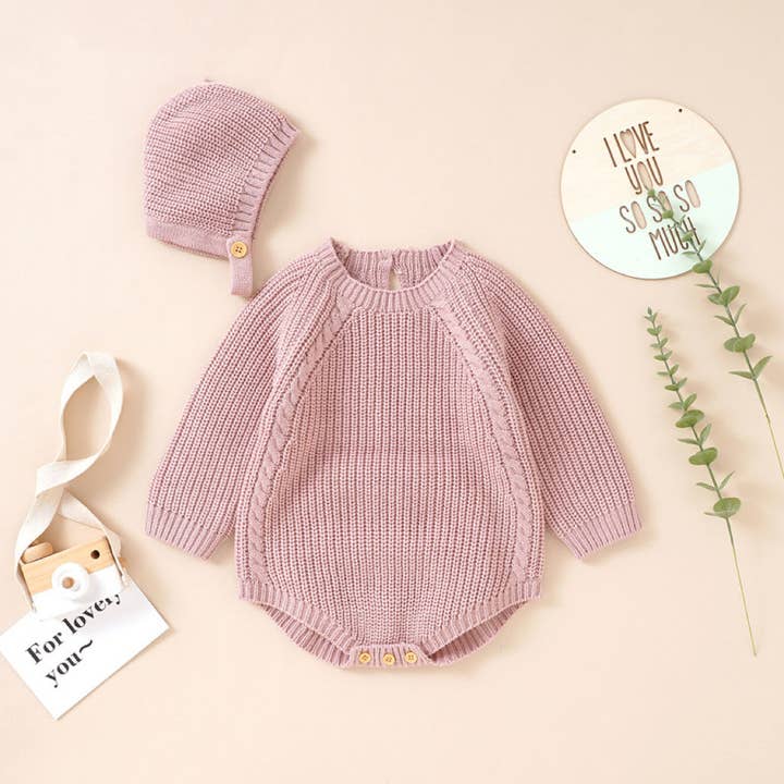 MyKids-USA® - Wholesale Bodysuit (Non-Footed) - Baby - Baby Solid Color Long Sleeve Knitted Woolen bodysuit