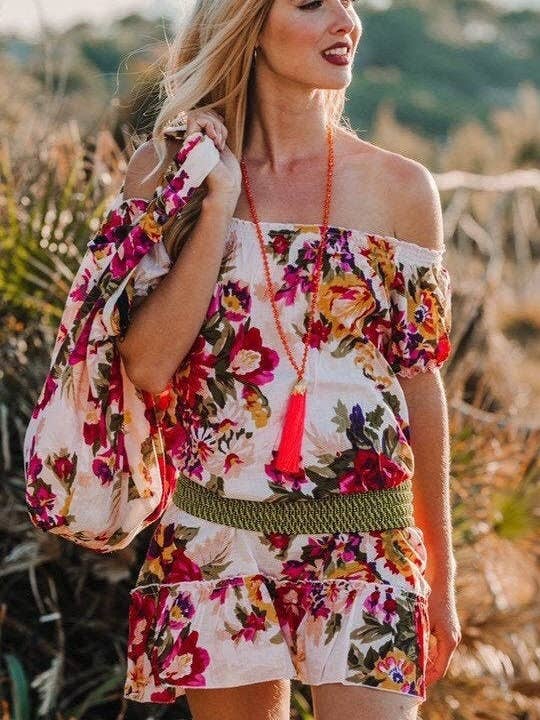 Vestido De Verano De Algodón Corto Floral Blanco, Vestido De Verano Boho, Vestido Corto, Vestido De Playa, Vestido De Túnica, Vestido De Vacaciones, Vestido De Verano Cali para venta al por mayor de Miss Kitsch