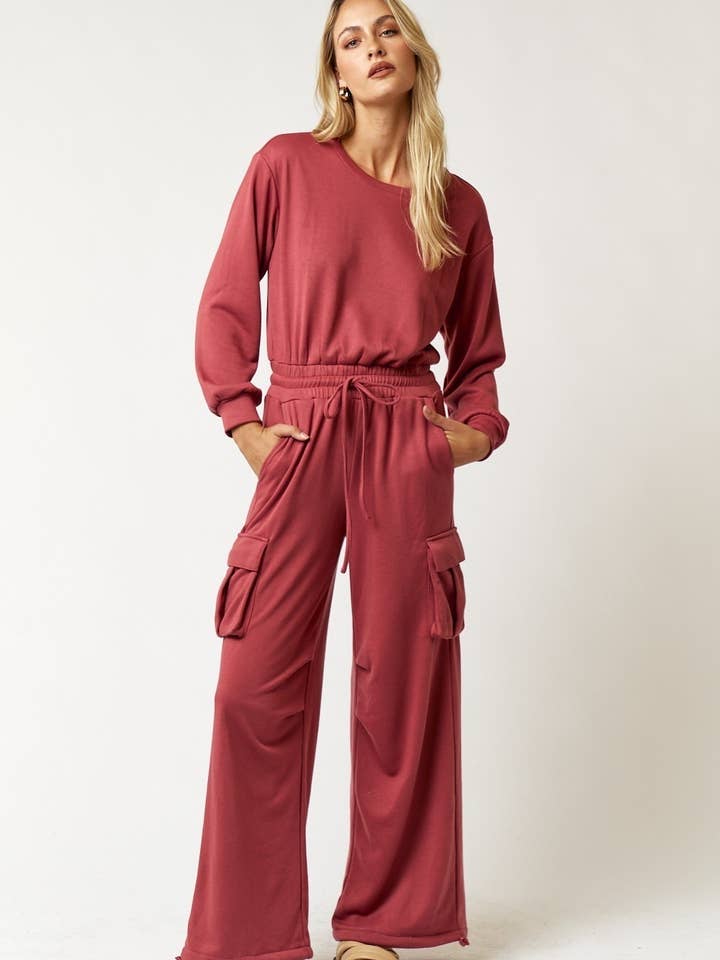 FSJ29808-STK Long Sleeve Wide Leg Jumpsuit 6PK for wholesale by Fascination by Intrend