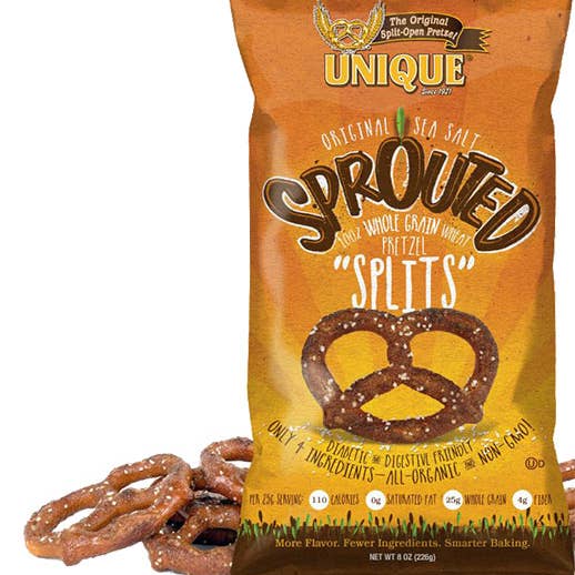 Hudson Meat Company - Wholesale Pretzels - PRETZEL SPLITS SPROUTED GRAIN - UNIQUE SNACKS