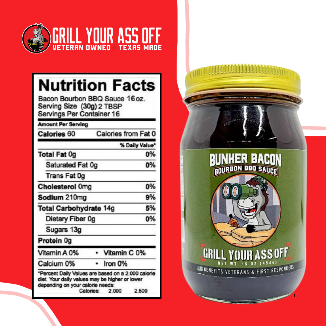 Grill Your Ass Off - Spices, Rubs, Seasonings, Sauces, Jerky - Vente Sauces barbecue - Sauce BBQ Bacon Bourbon : saveur riche et audacieuse qui séduit2