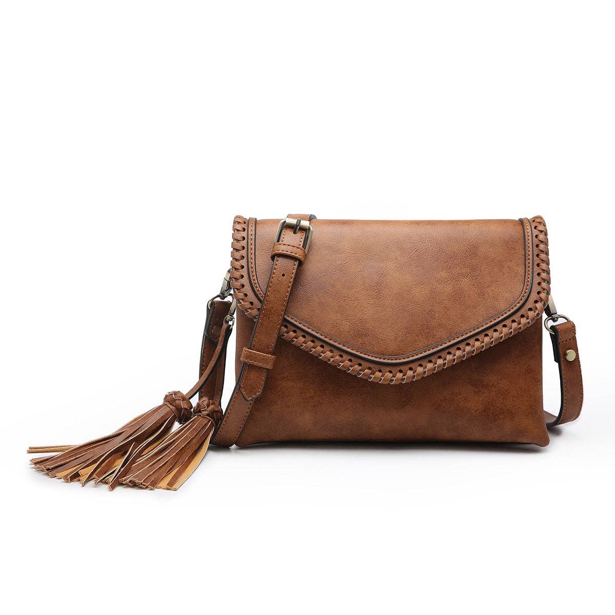 MiMi Wholesale - Wholesale Crossbody Bag - Women's - Flapover Crossbody Bag with Whipstitch & Double Tassel9