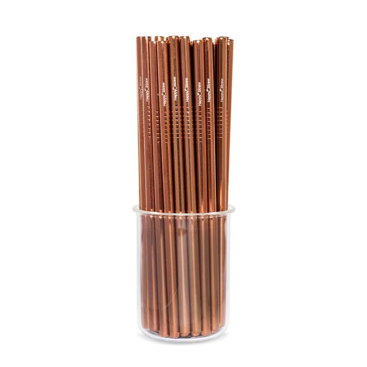 Rechte roségouden rietjes 6 mm - 50 stuks voor wholesale door Happy Straw