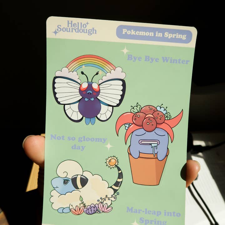 Pokemon in Spring Sticker Sheet for wholesale by Hello Sourdough