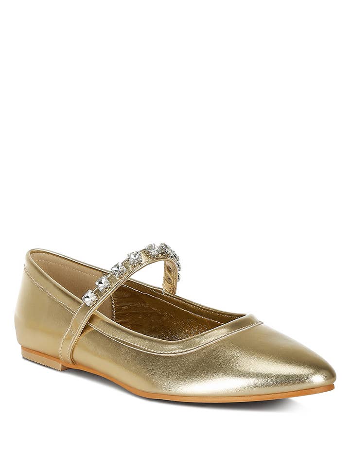 Gloxinia Metallic Mary Jane Ballerinas for wholesale by Rag Company