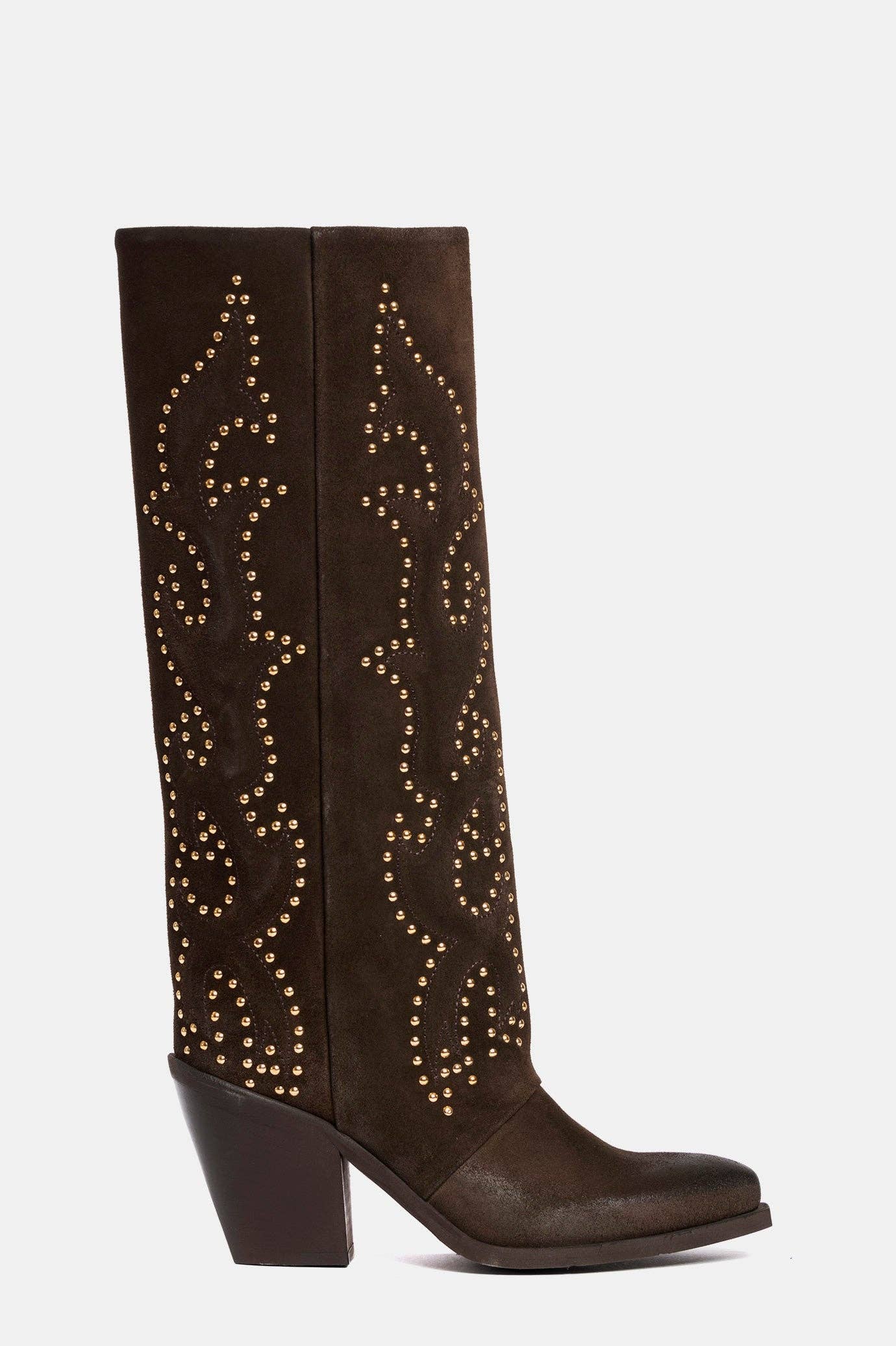 METISSE - Wholesale Boots - Women's - Dark brown suede cowboy boots XD10180