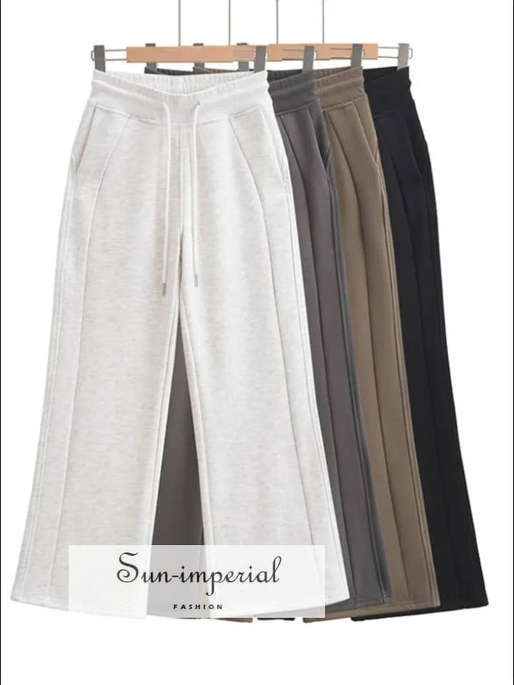 Pantaloni sportivi da donna a gamba larga con coulisse per la vendita all'ingrosso da parte di Sun Imperial