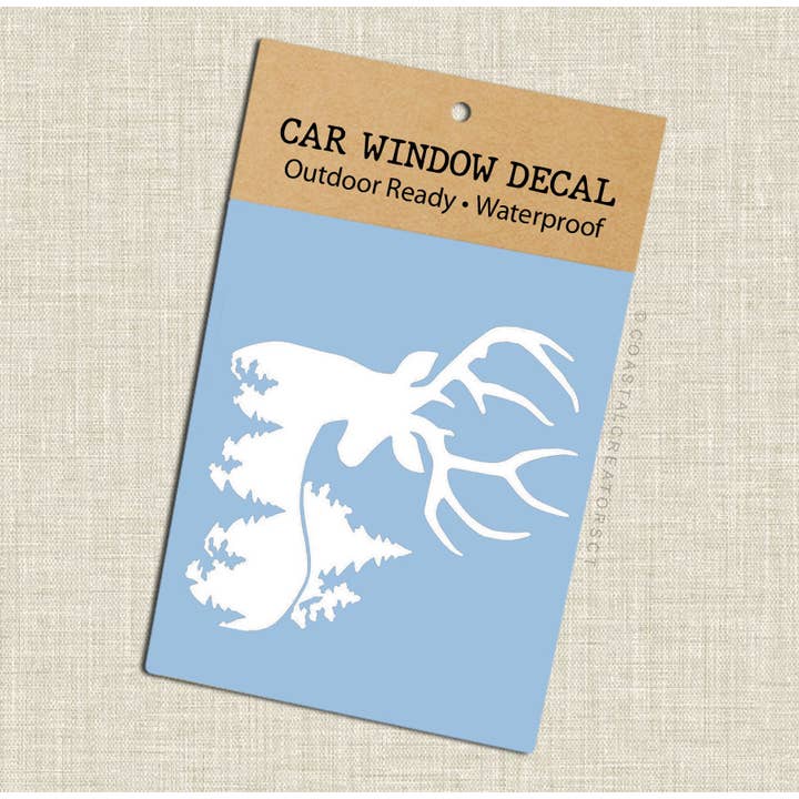 Coastal Creators of Connecticut - Wholesale Sticker - Deer in the Forest White Vinyl Car Window Decal (Packaged)1