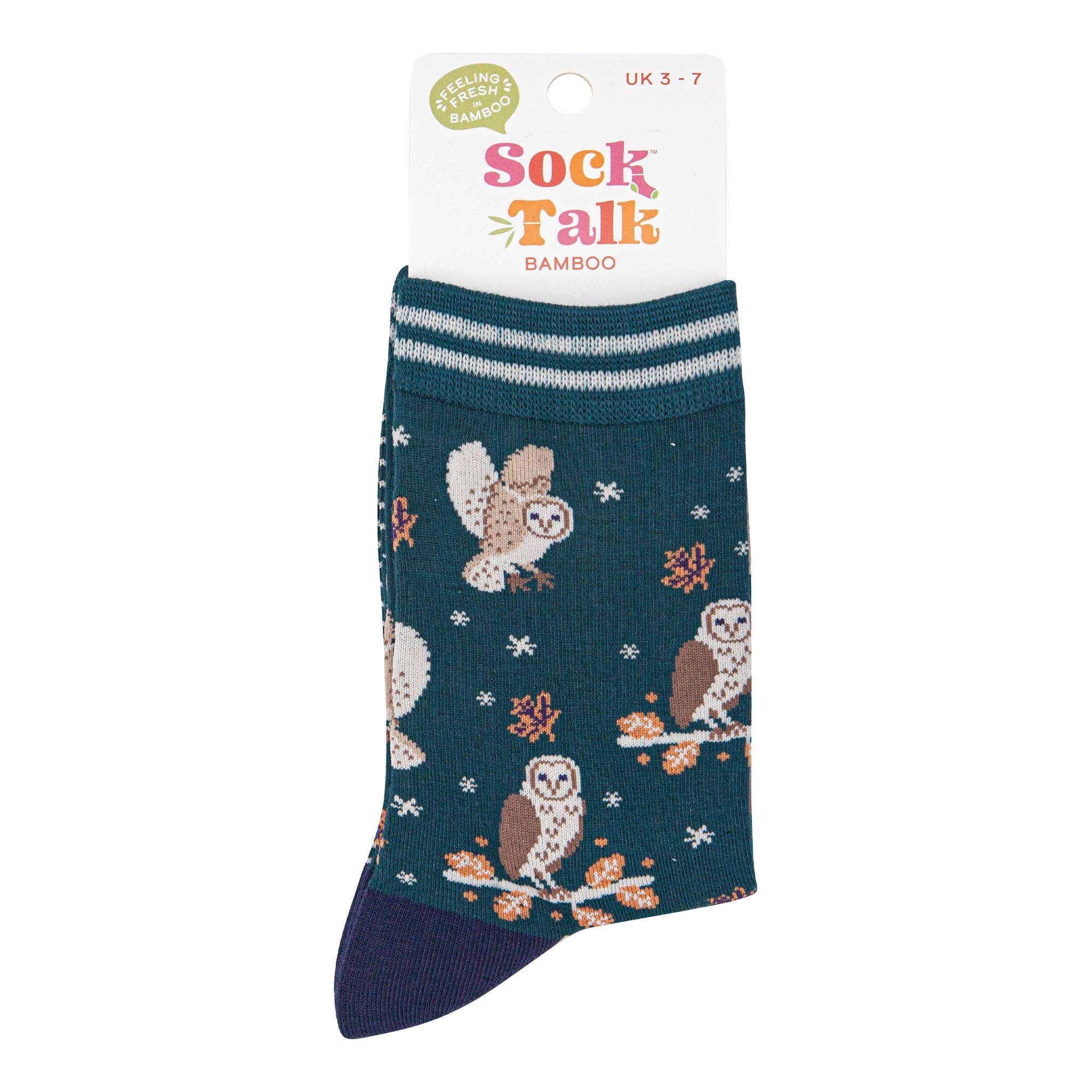 Sock Talk – wholesale Socks – Women's – Women's Bamboo Socks - Forest Green/Navy Blue, Barn Owls3