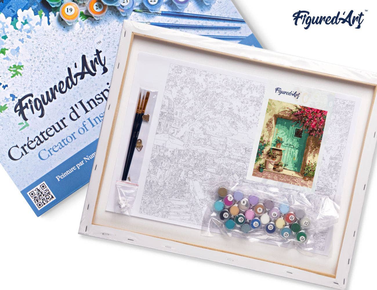 Figured'Art - Vente Kit de bricolage - Peinture par numéros avec cadre Porte verte4