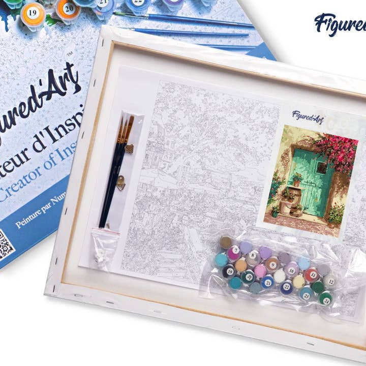 Figured'Art - Vente Kit de bricolage - Peinture par numéros avec cadre Porte verte4