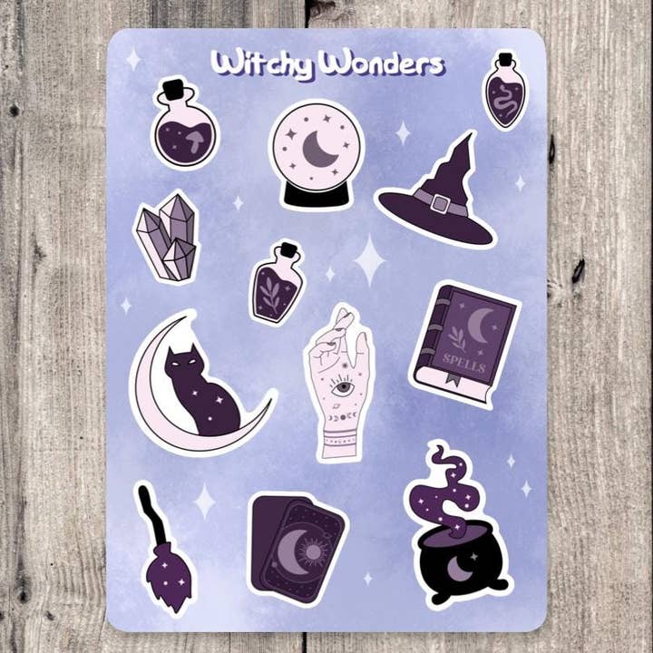 Witchy Sticker Sheet for wholesale by Roseish Designs
