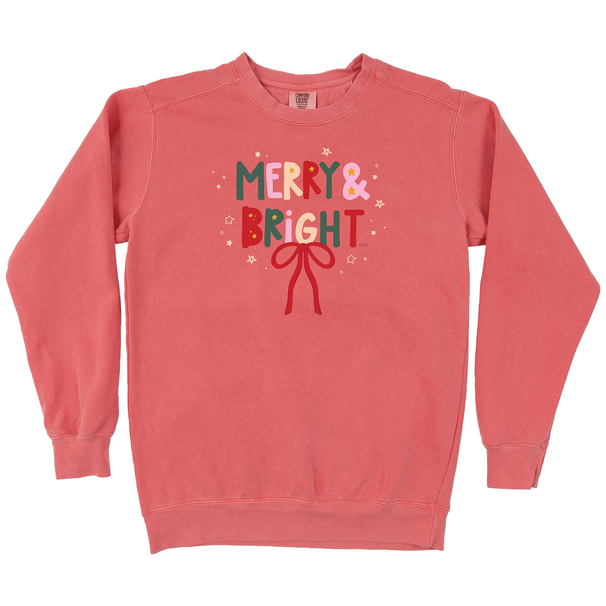 Callie Danielle - Wholesale Graphic Sweatshirt - Women's - Merry & Bright Christmas Bow Sweatshirt - Watermelon2