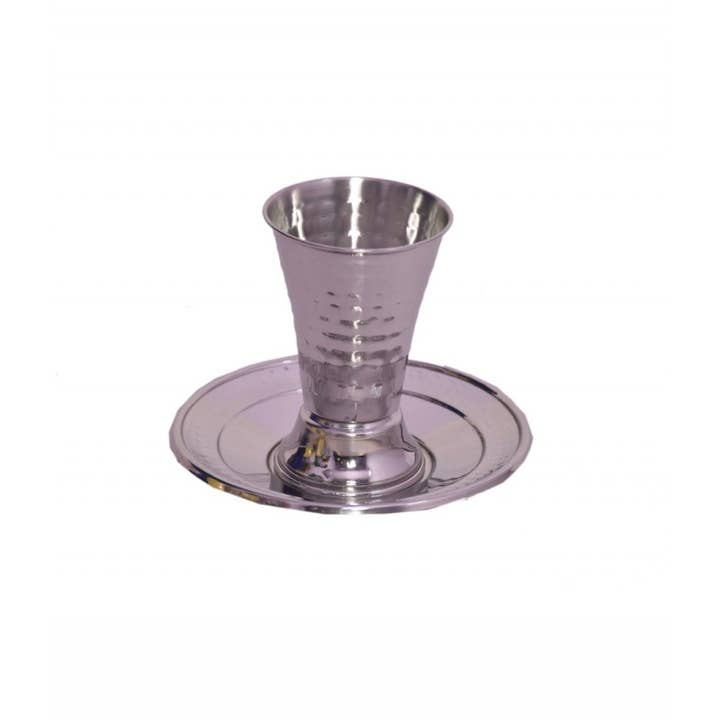 AULICA - Wholesale Wine glass - Hammered kiddush cup with saucer