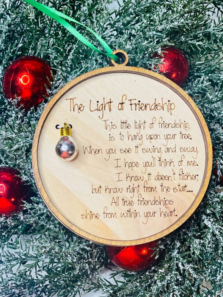The light of Friendship Ornaments for wholesale by The Rustic Rose, LLC
