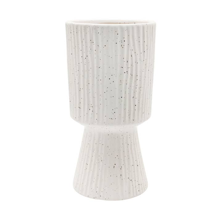 Kurze strukturierte Vase mit Kappe für den Großhandel von Fieldstone Home