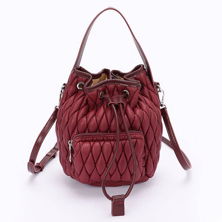 3AM BY H&D ACCESSORIES - Wholesale Clutch Bag - Women's - Quilted Faux Leather Bucket Bag