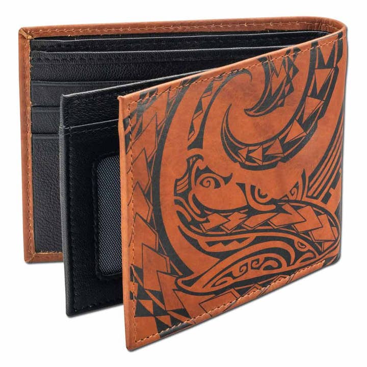 NA KOA - Wholesale Wallet - Men's - Hawaiian shark tattoo wallet with flip ID - Art: "Mano" by Kuaika Quenga6