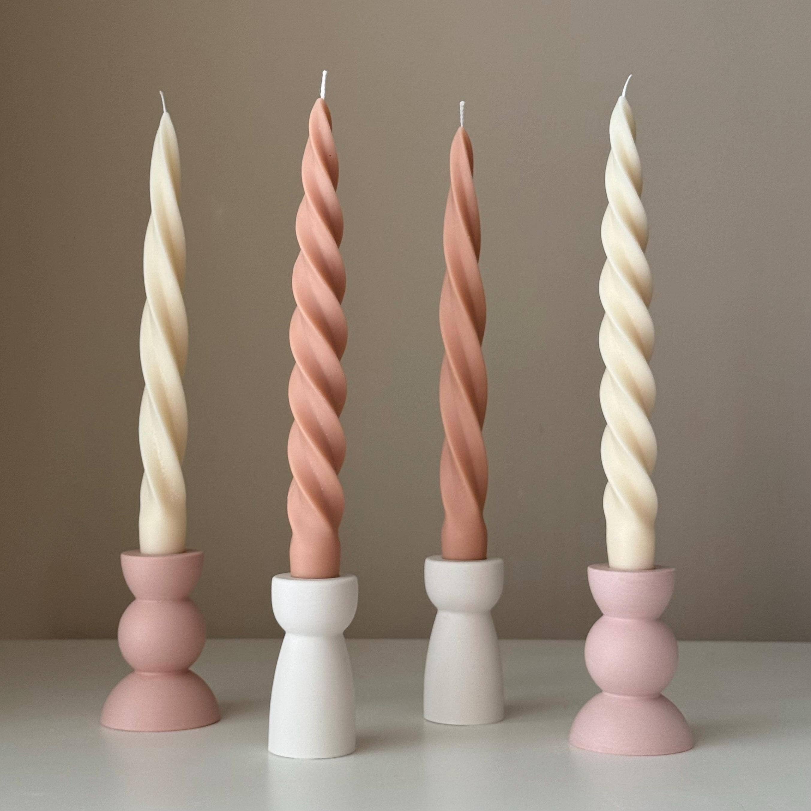 Estelle Studio – wholesale Tapered candle/candlestick – Spiral Soy Wax Taper Candle: Trendy Dinner Table Centerpiece