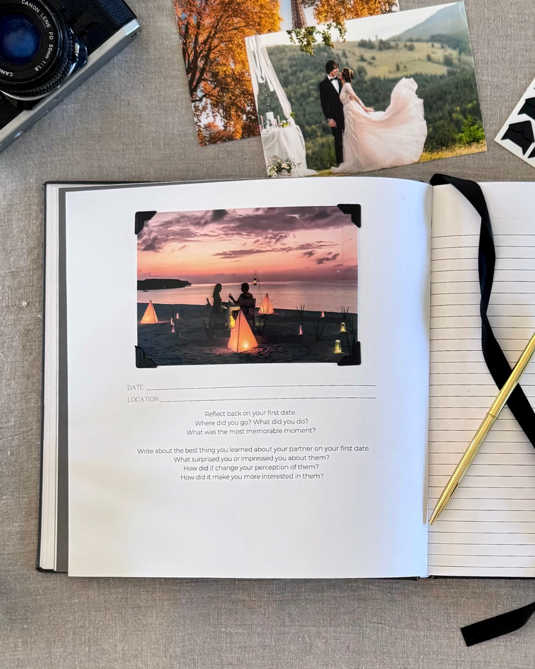 Premium Ivory Leather "Two Hearts - A Love Story" Couples Journal for wholesale on Faire9