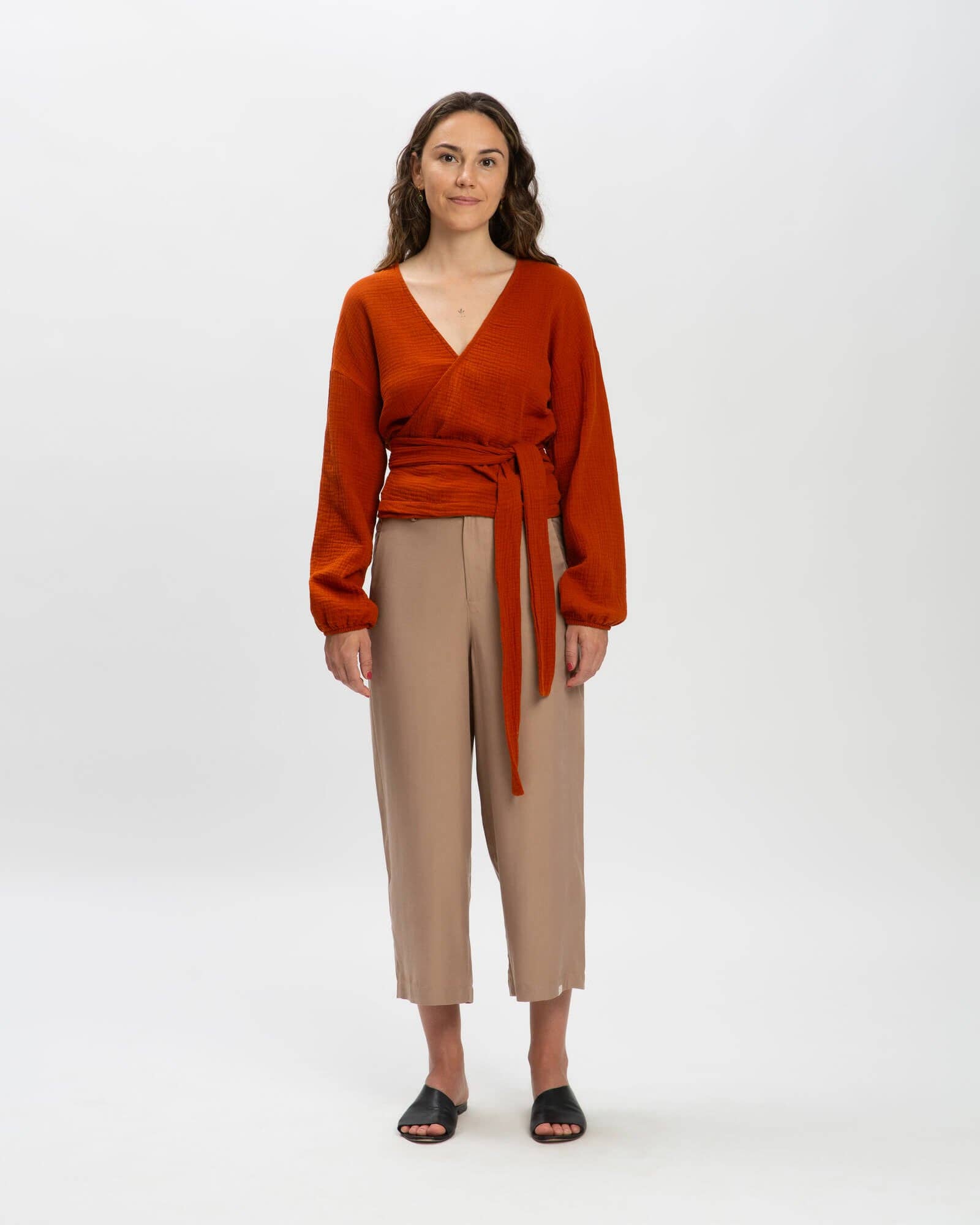 Matona - Wholesale Blouse - Women's - Muslin Wrap Blouse brick4