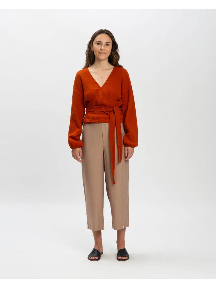 Matona - Wholesale Blouse - Women's - Muslin Wrap Blouse brick4