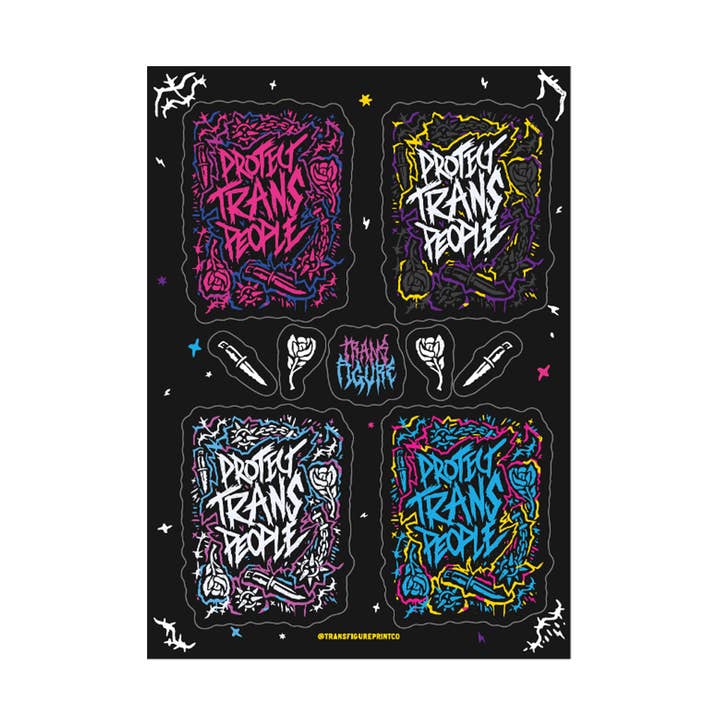 Protect Trans People Sticker Sheet for wholesale by Transfigure Print Co.