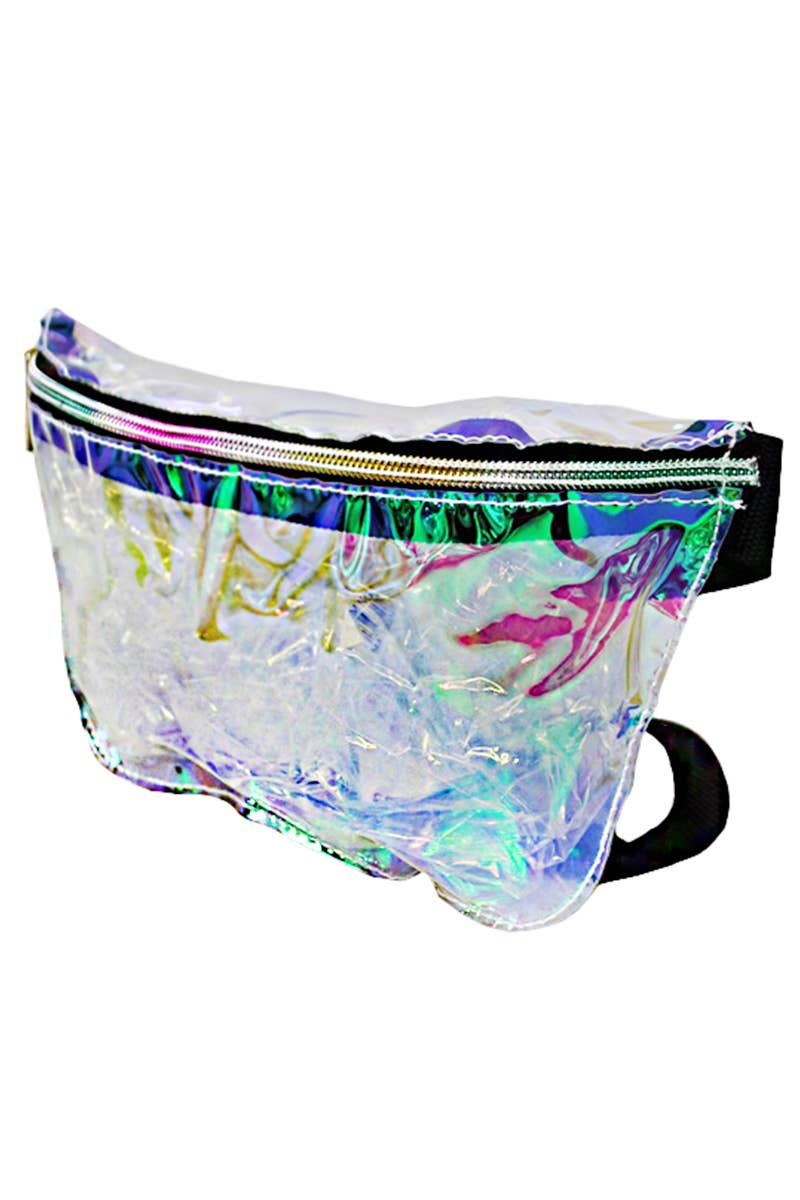 Cubic Iridescent Clear Holographic PVC Fanny Pack for wholesale on Faire4