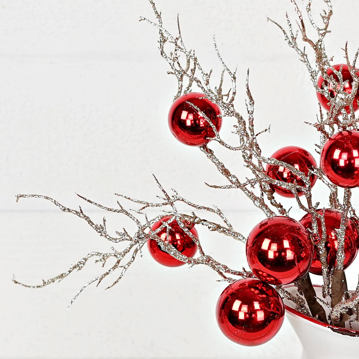 Holiday Depot Inc. - Wholesale Christmas Decoration - 29766- 20in Glitter Twig Pick with Balls-Red-1
