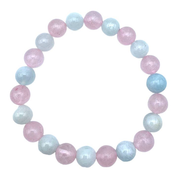Pulseira Love Balance com Água-marinha e Quartzo Rosa (número 9) por atacado de Foliesbijoux