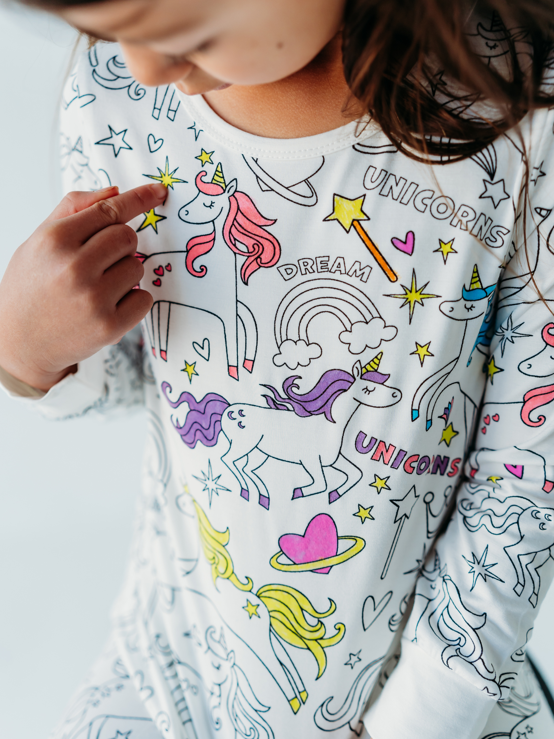 Bee Colorful Co. - Wholesale Sleepwear Set - Kids - Unicorn Coloring Pajamas 2 piece set made from Bamboo2