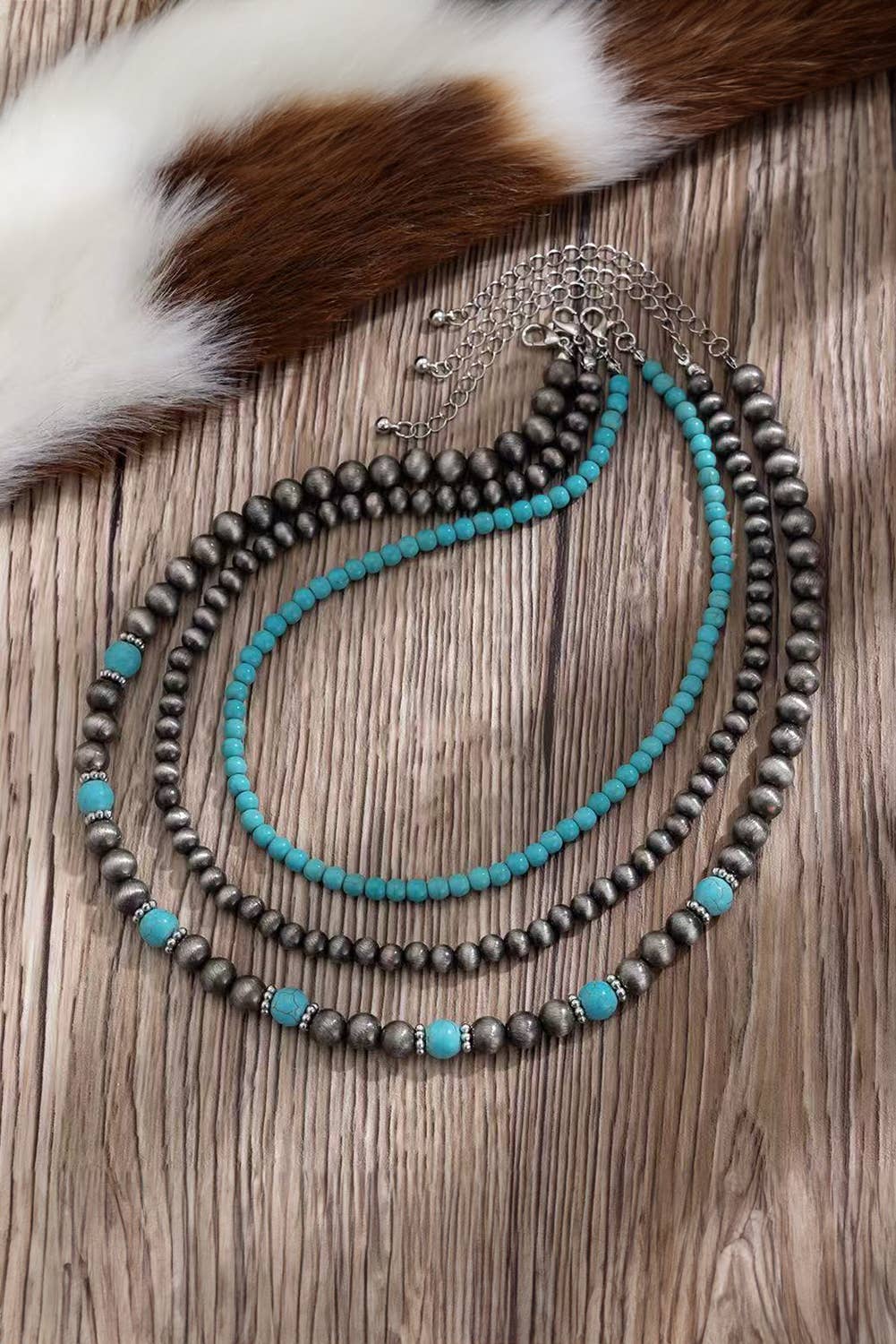 Black Western 3pcs Turquoise Beading Retro Necklace Set for wholesale on Faire2