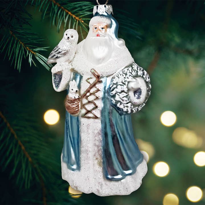 Arctic Whispers Santa Glass Christmas Ornament for wholesale by OrnamentallyYou