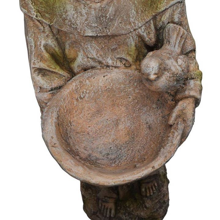 Alpine Corporation - Wholesale Bird Feeder - Old World St. Francis Statue w/ Bird Feeder - Mossy Finish