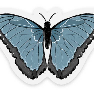 Elyse Breanne Design - Wholesale Sticker - Clear Common Blue Morpho Butterfly Sticker, 2.5x1.5in1