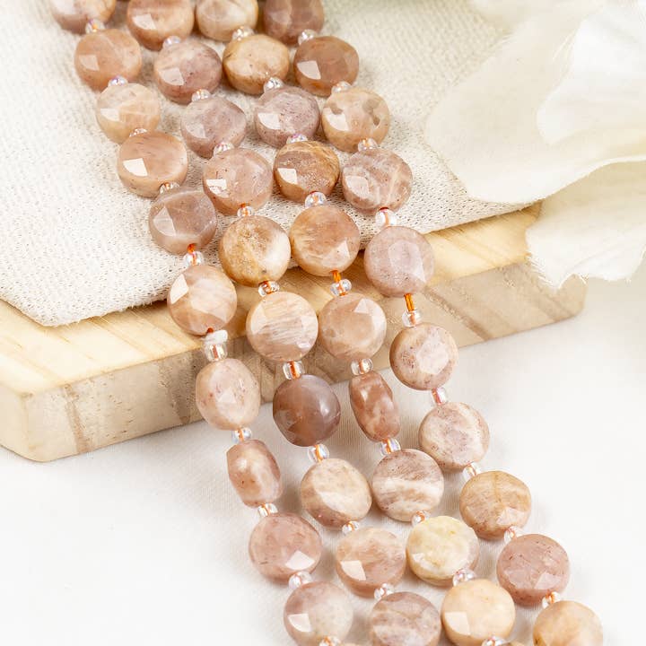 Soothing Crystals Beads - Wholesale Beads - Heishi Disc Beads | Peach Moonstone | Flat Crystal Beads10